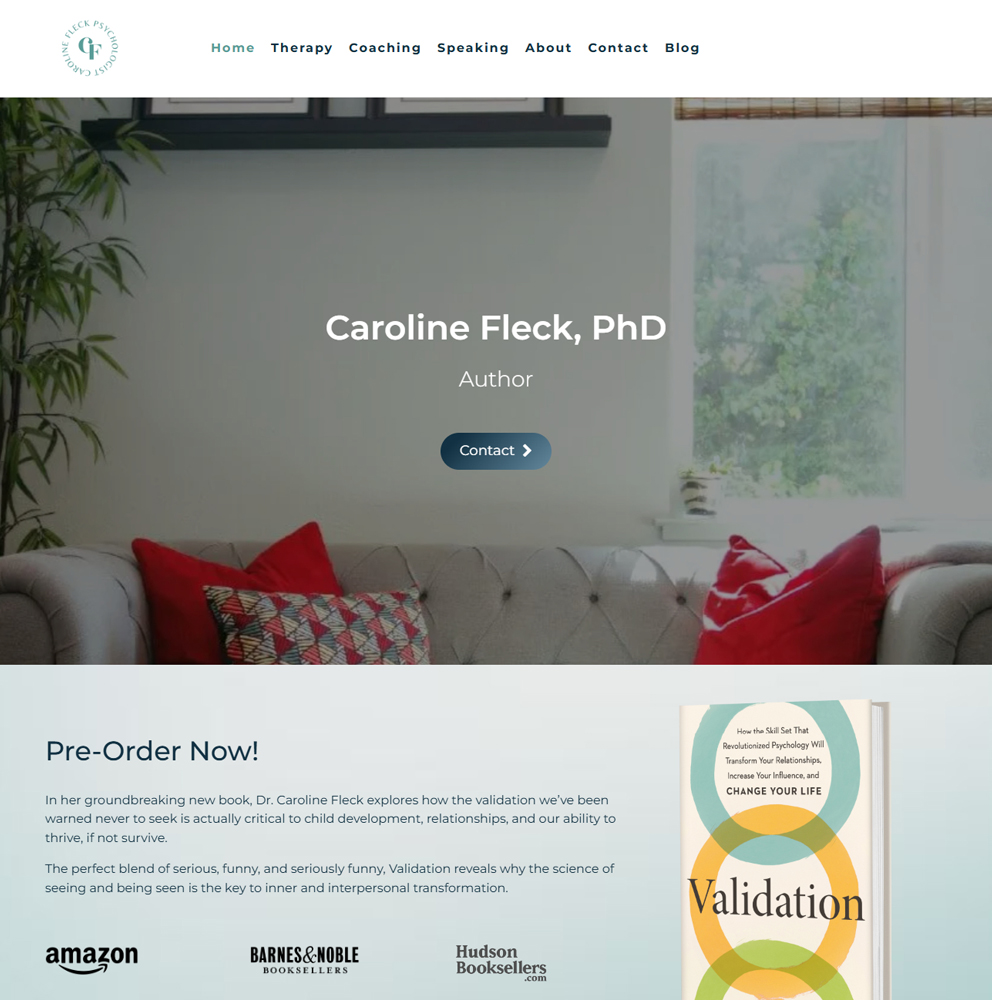 Health service website design for Dr. Caroline Fleck - clinical psychologist